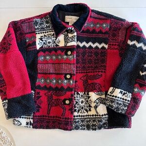 Western Tasha Polizzi Jacket Saddleblanket Co Small Fleece Red Black Southwest